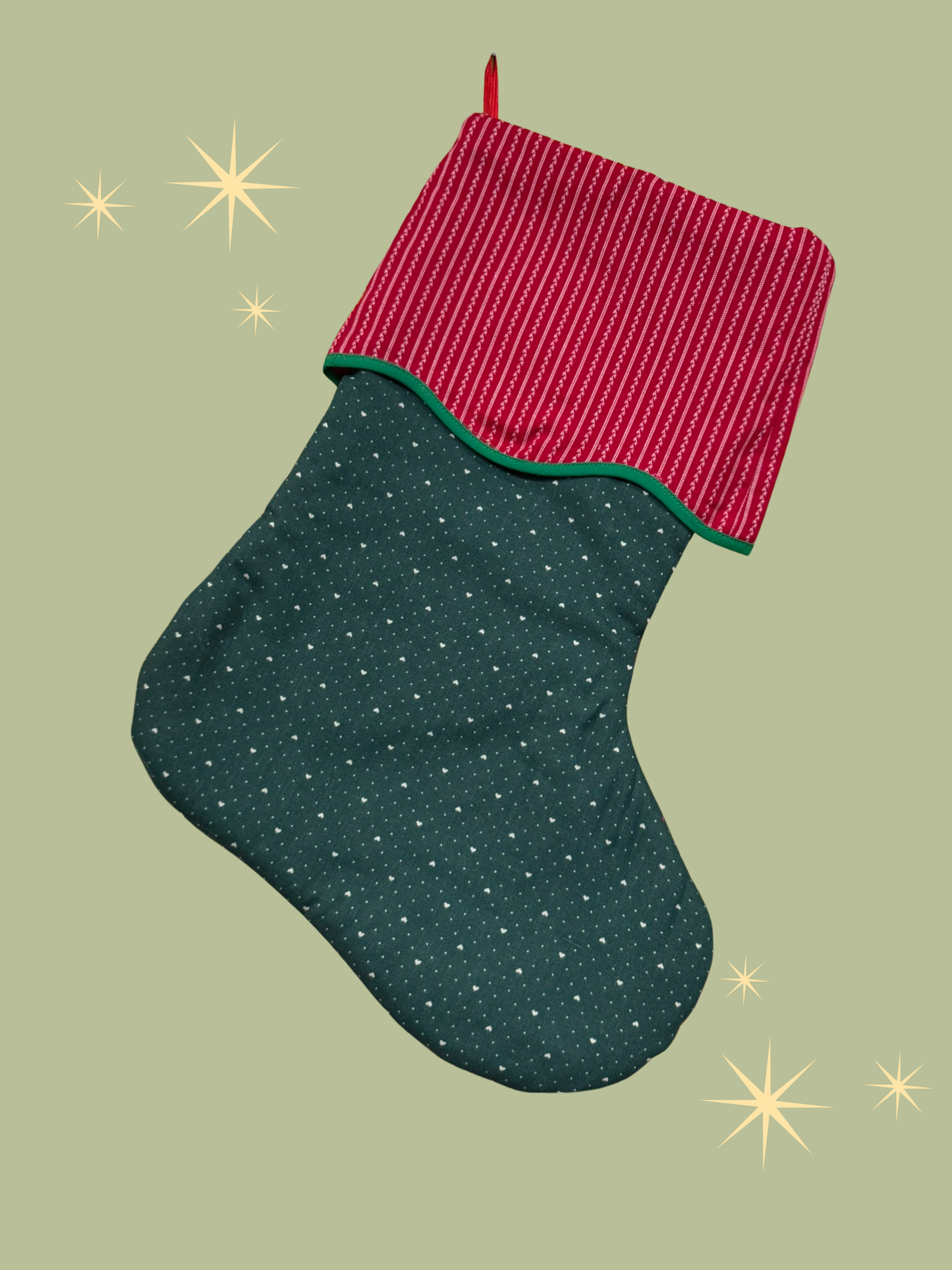 Holiday Stocking - Hearts & Dainty Dot Stripes