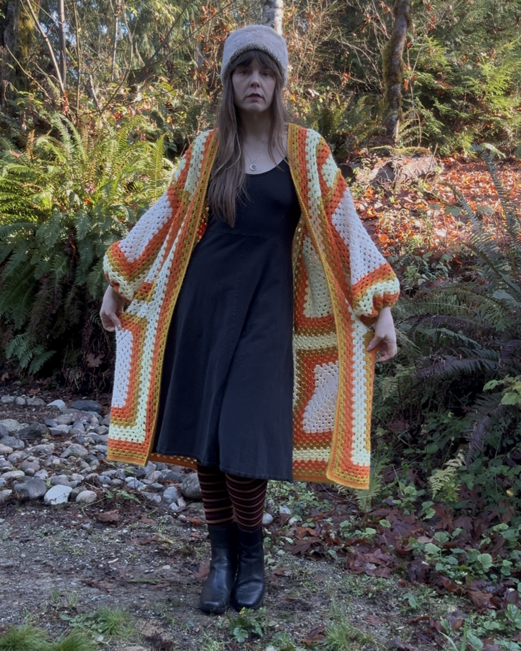 Gold & Orange Upcycled Vintage Blanket Cardigan