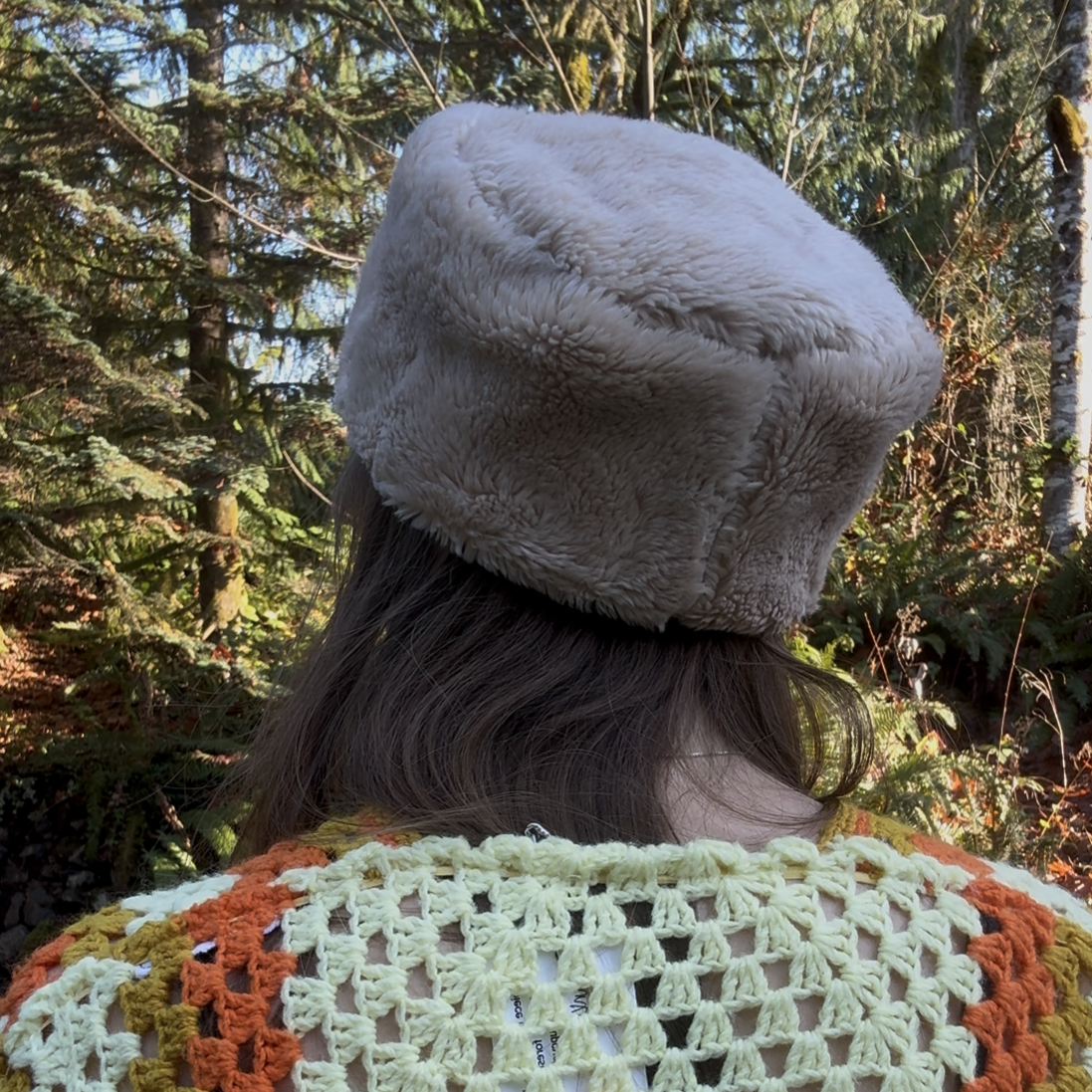 Tan Upcycled Faux Fur Hat