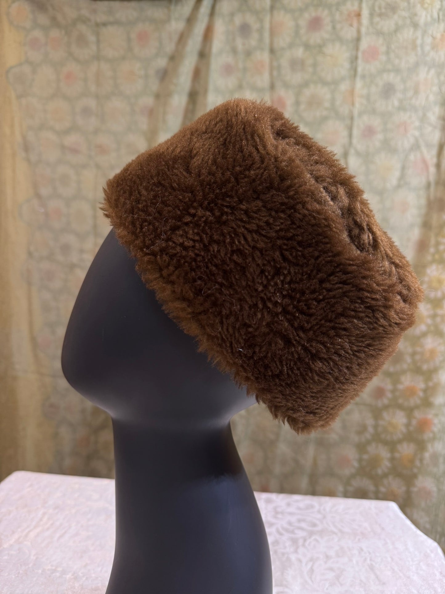 Dark Brown Upcycled Faux Fur Hat