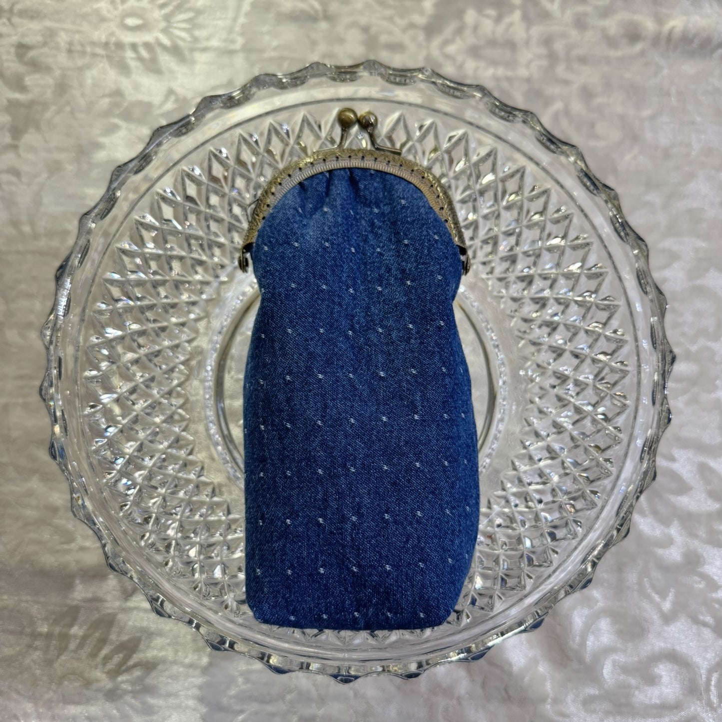 Eyeglass Pouch - Denim Dot