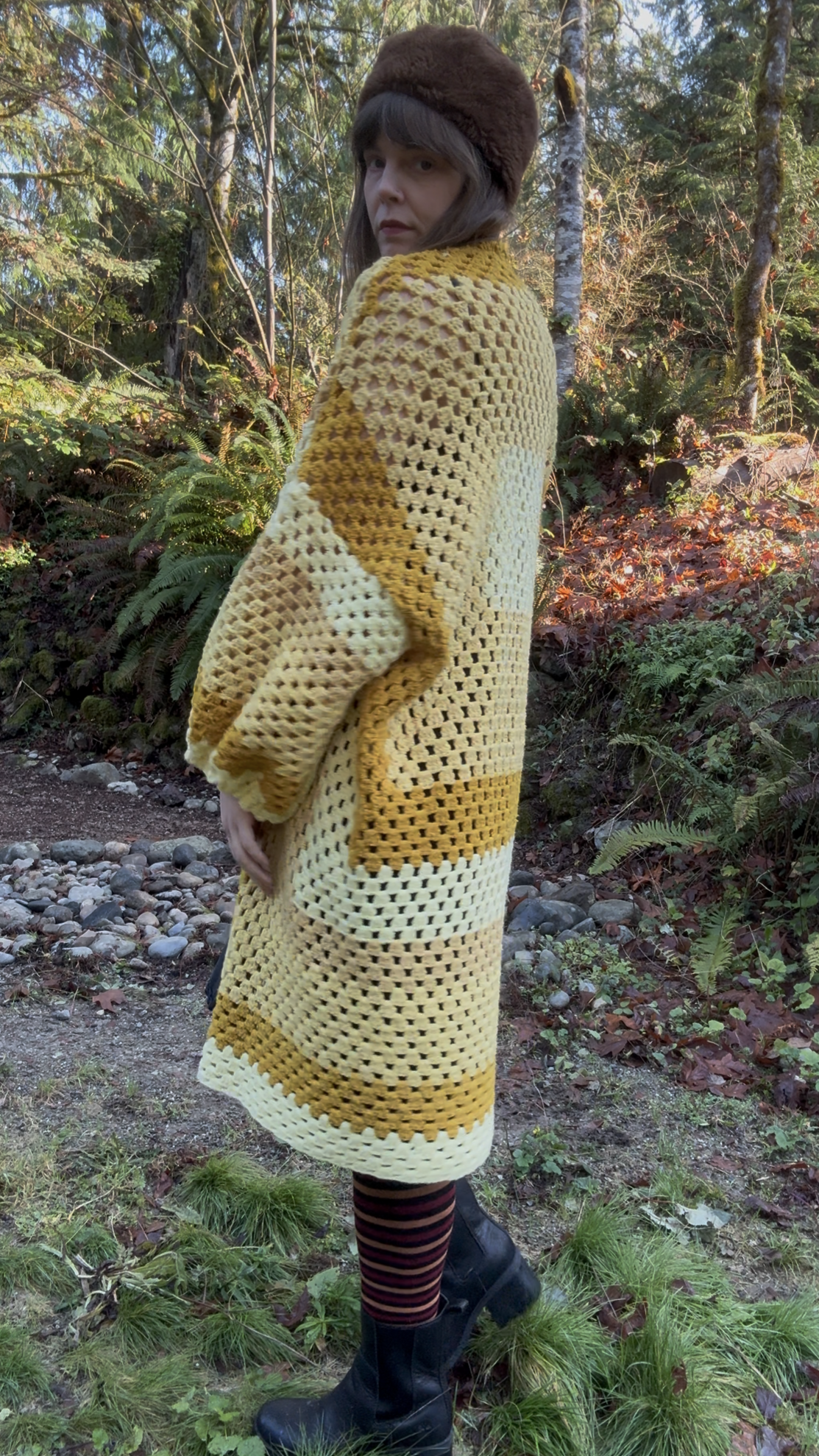 Cream & Gold Upcycled Vintage Blanket Cardigan