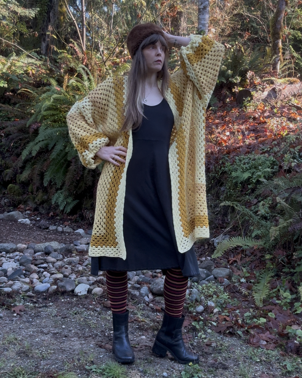 Cream & Gold Upcycled Vintage Blanket Cardigan