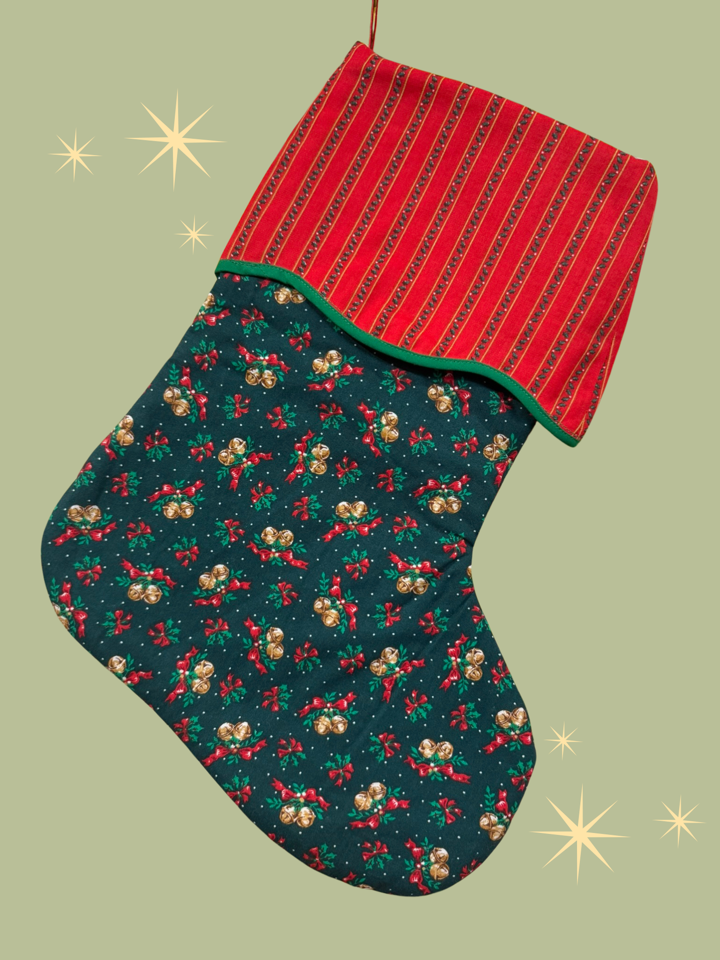 Holiday Stocking - Bells & Holly