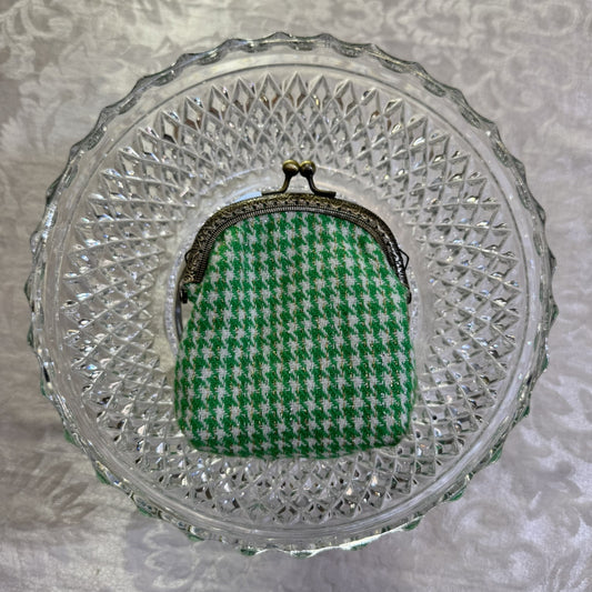 Wallet Pouch - Green Sparkle Houndstooth