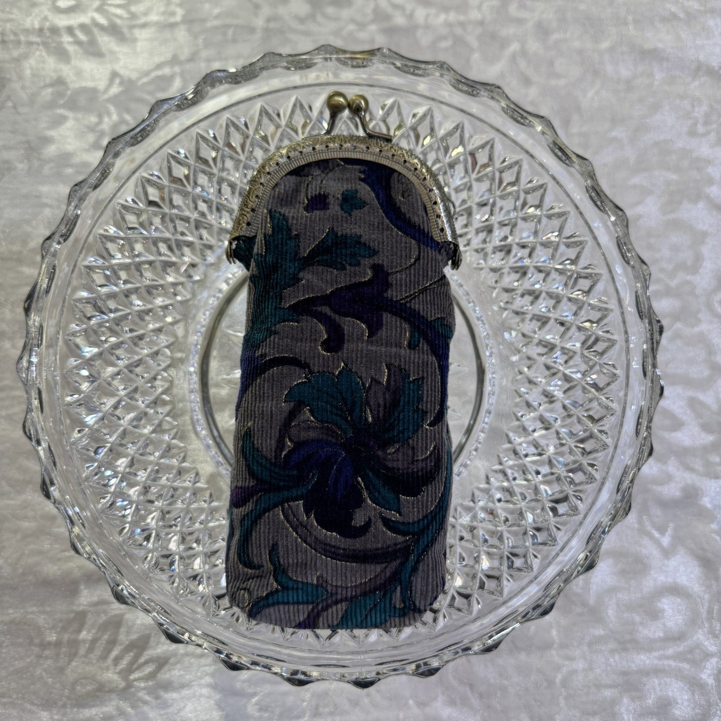 Eyeglass Pouch - Floral Swirl Corduroy