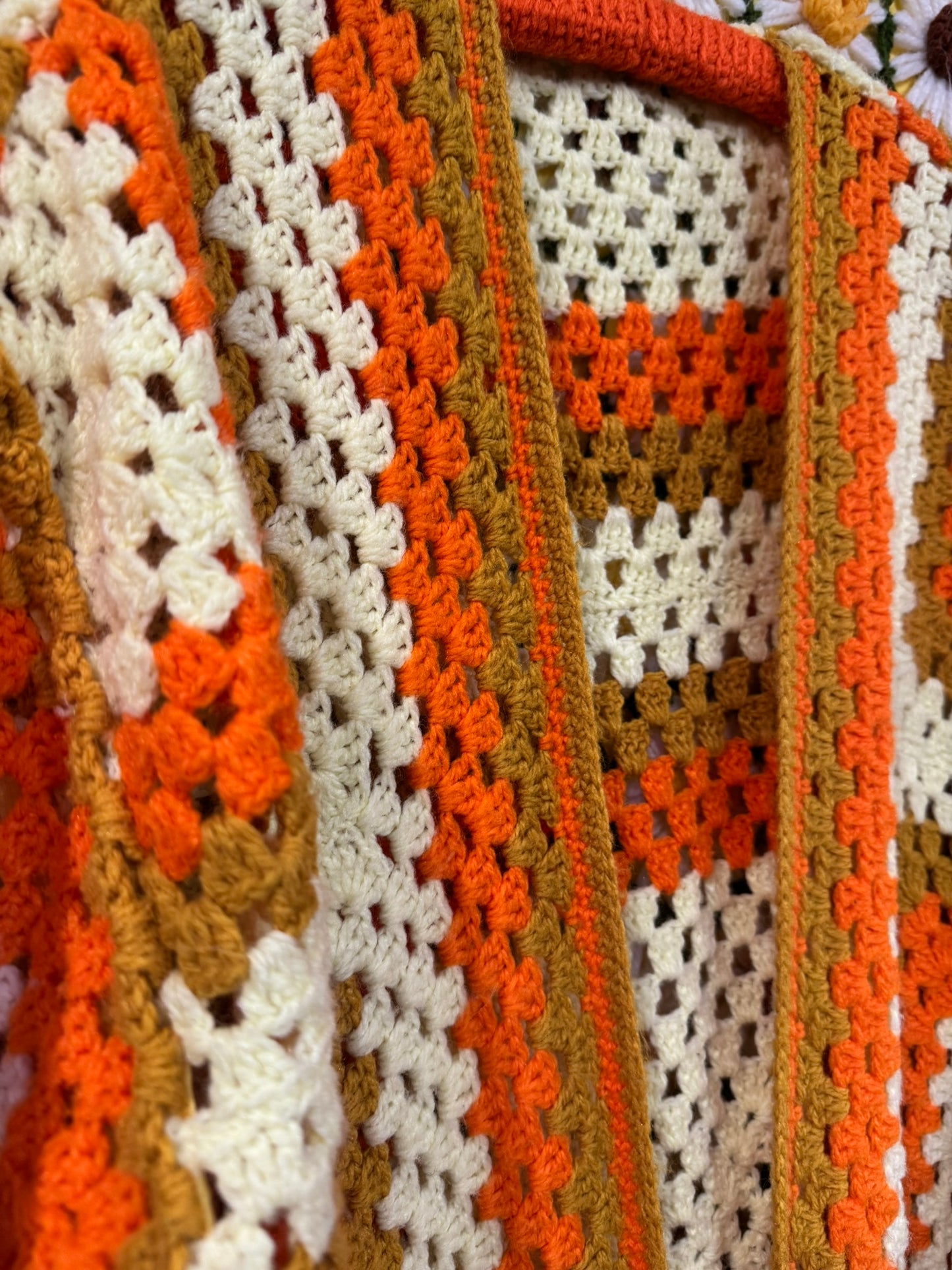 Gold & Orange Upcycled Vintage Blanket Cardigan