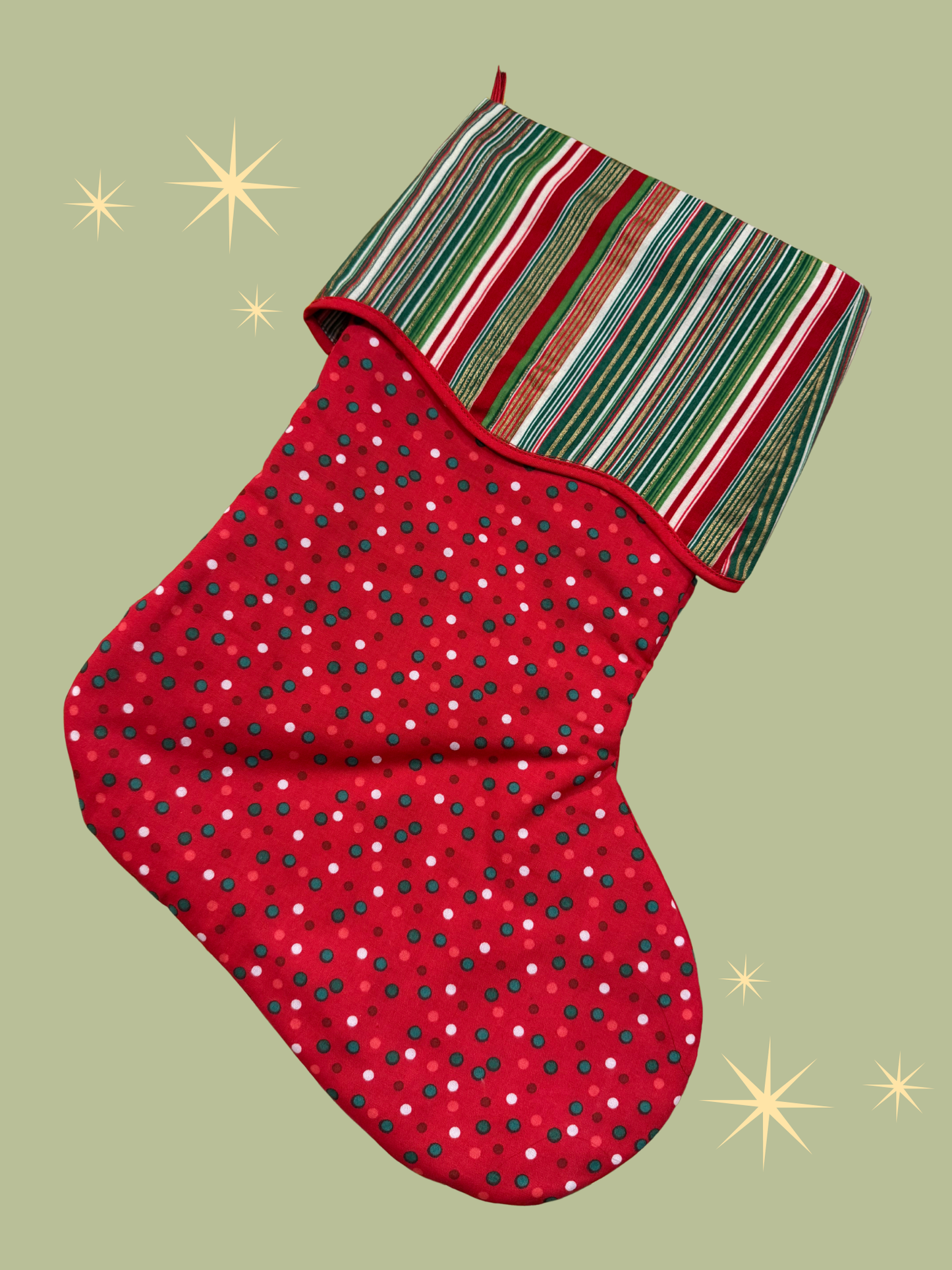 Holiday Stocking - Polka Dot & Metallic Stripe