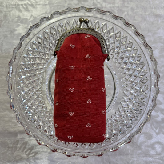 Eyeglass Pouch - Red & White Hearts