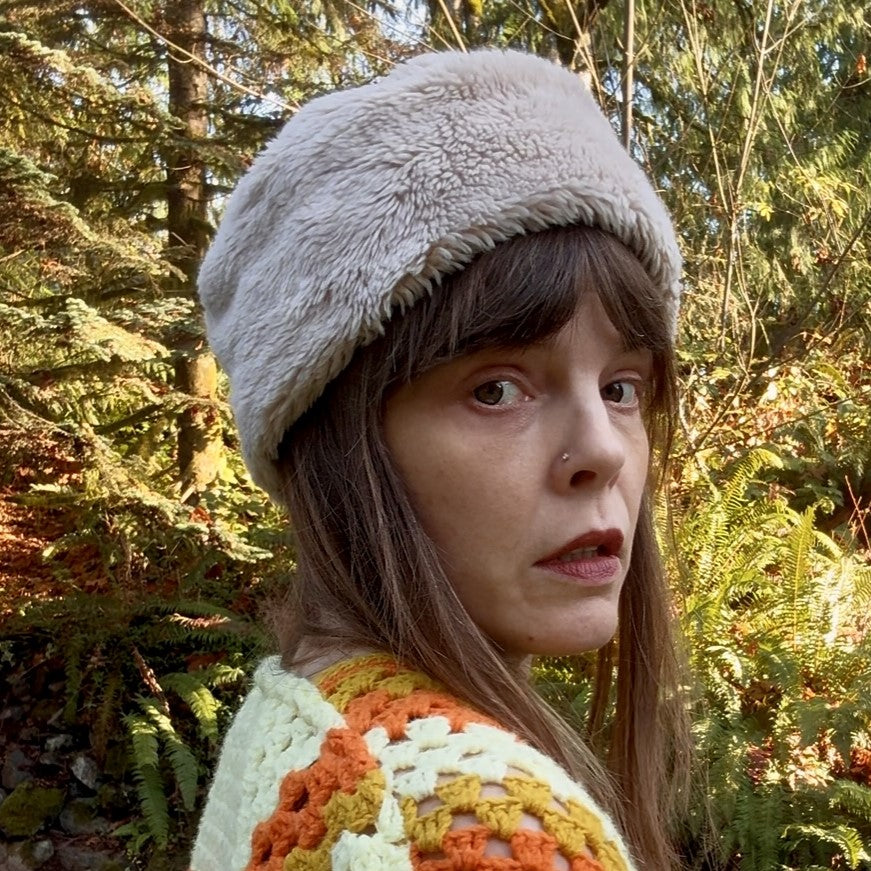 Tan Upcycled Faux Fur Hat