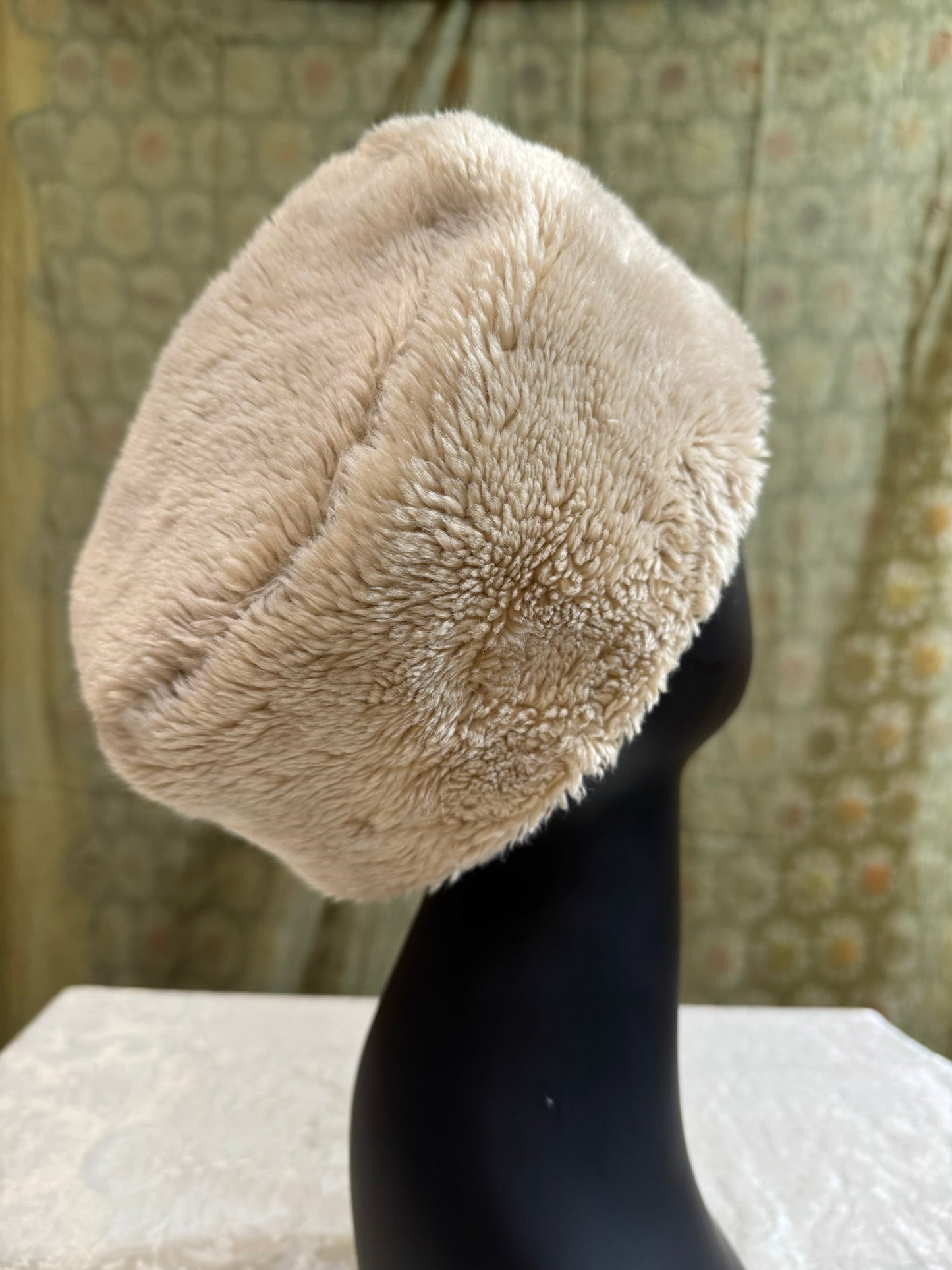 Tan Upcycled Faux Fur Hat