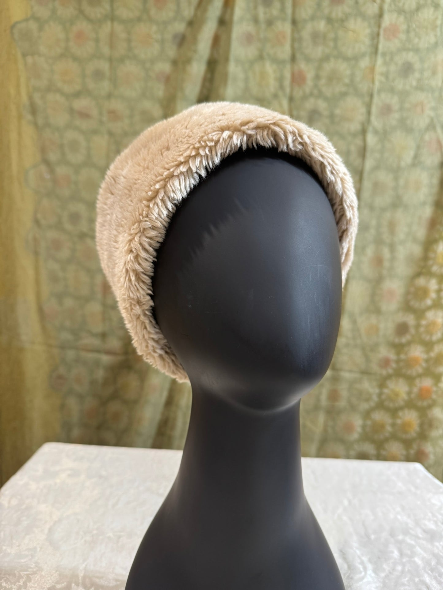 Tan Upcycled Faux Fur Hat