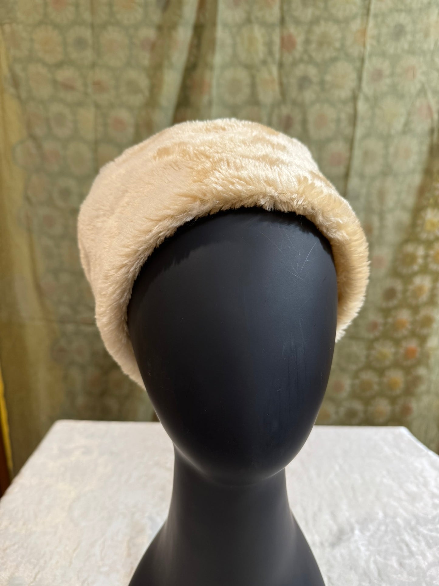 Warm Beige Upcycled Faux Fur Hat