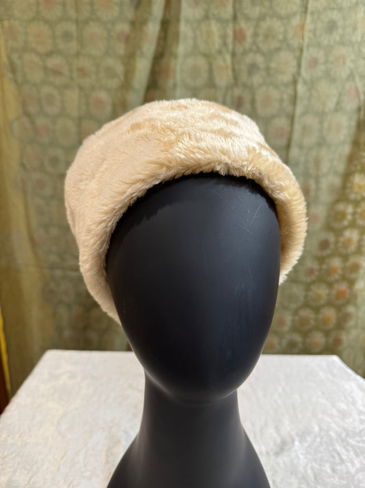 Warm Beige Upcycled Faux Fur Hat