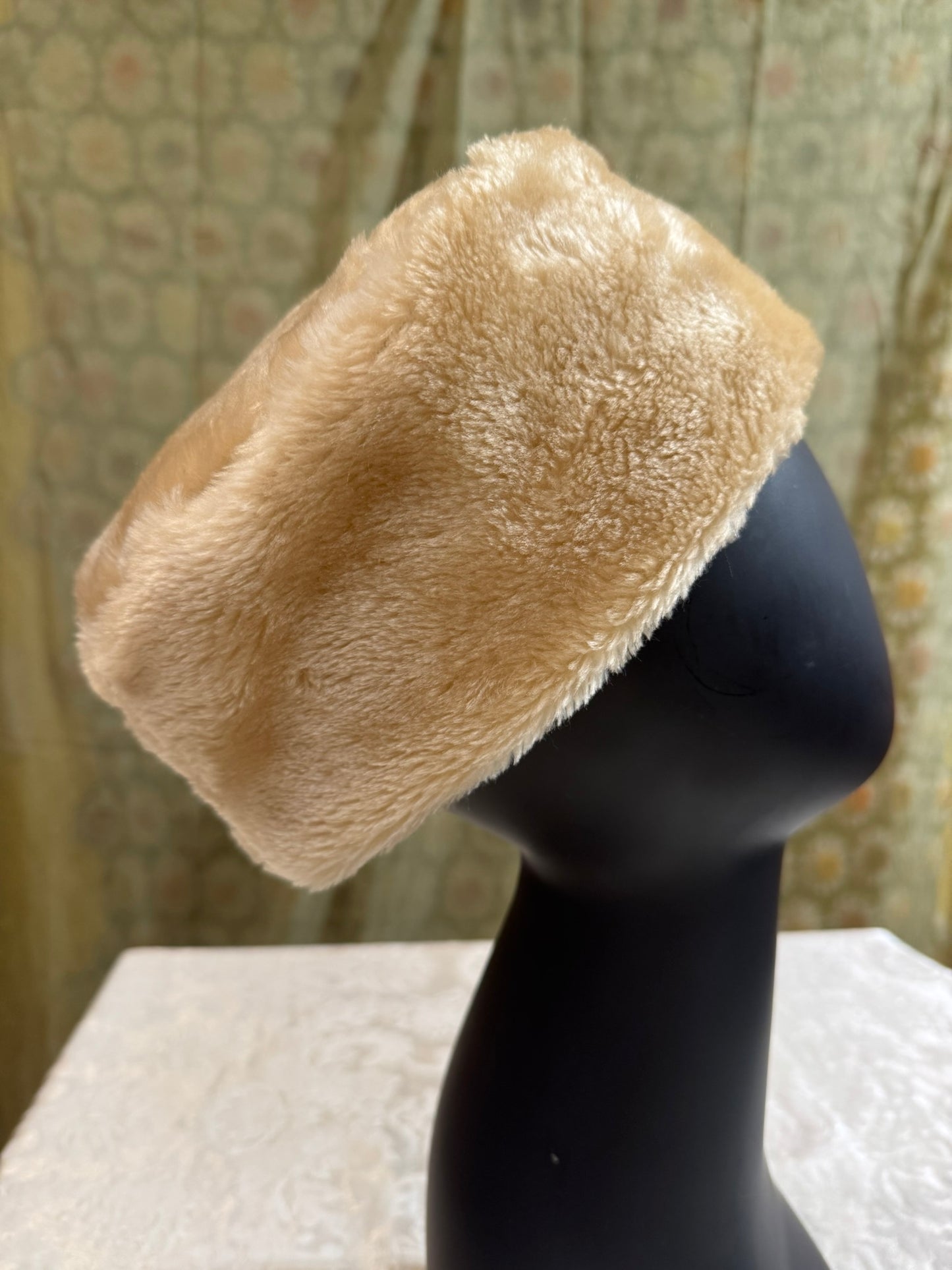 Warm Beige Upcycled Faux Fur Hat
