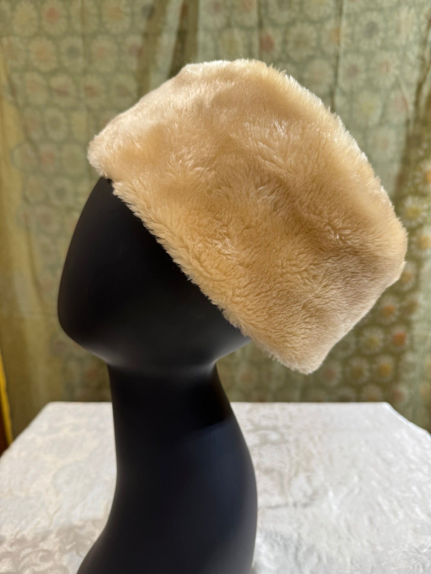 Warm Beige Upcycled Faux Fur Hat