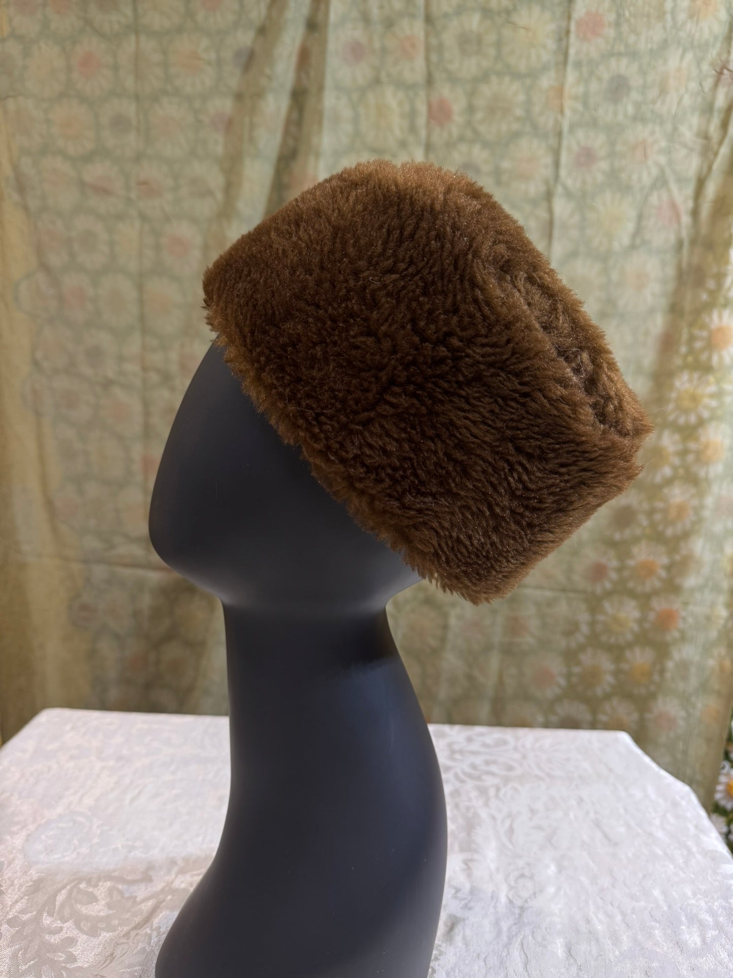 Dark Brown Upcycled Faux Fur Hat
