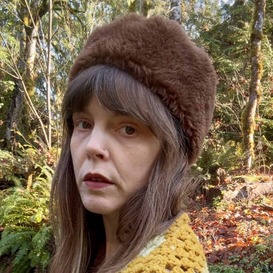 Dark Brown Upcycled Faux Fur Hat