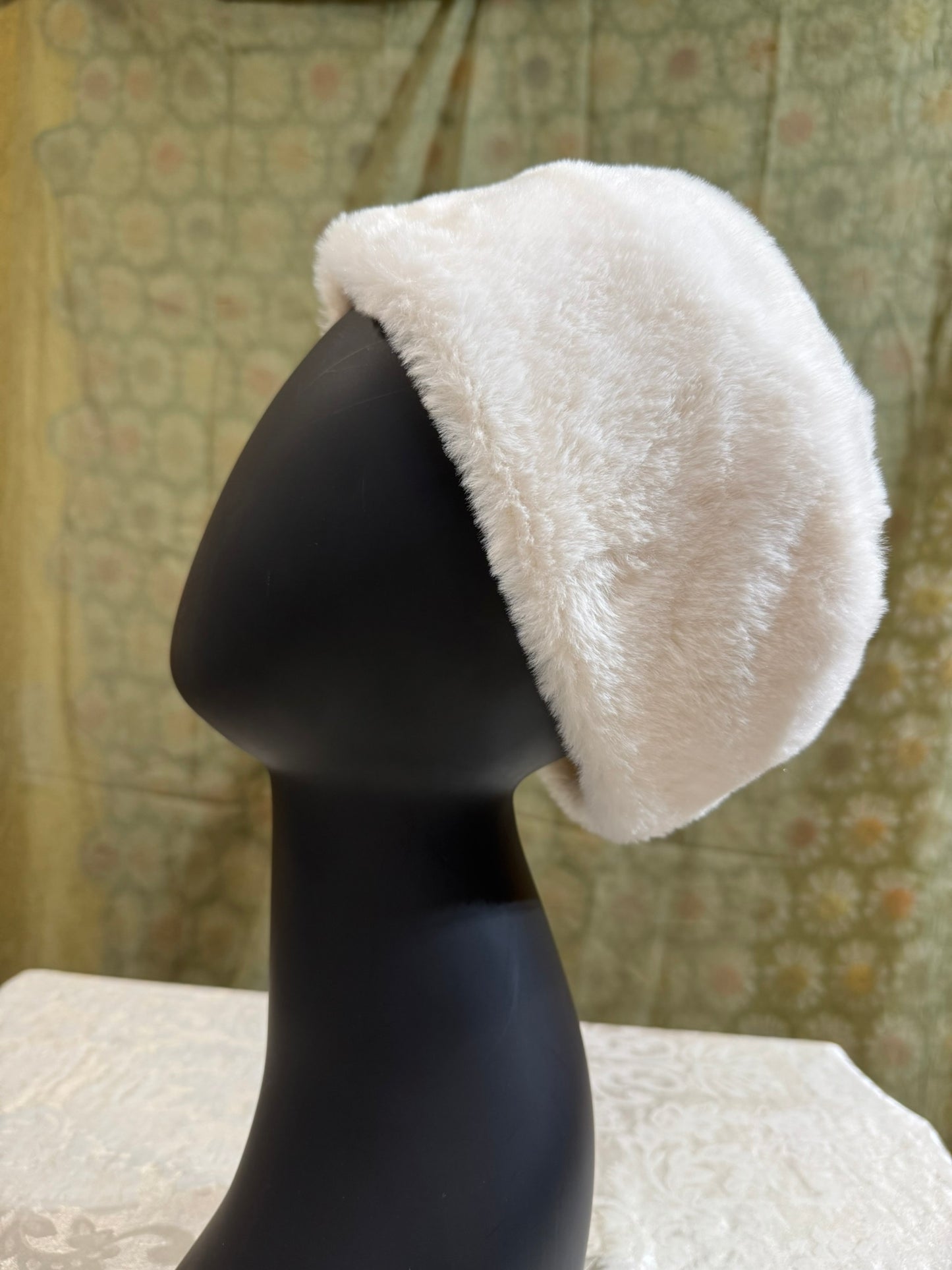 Soft White Upcycled Faux Fur Hat