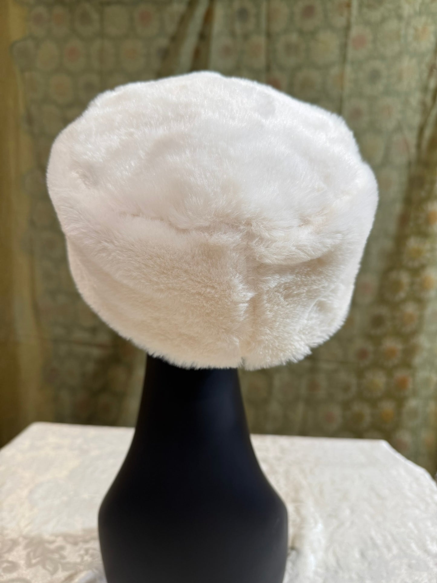 Soft White Upcycled Faux Fur Hat