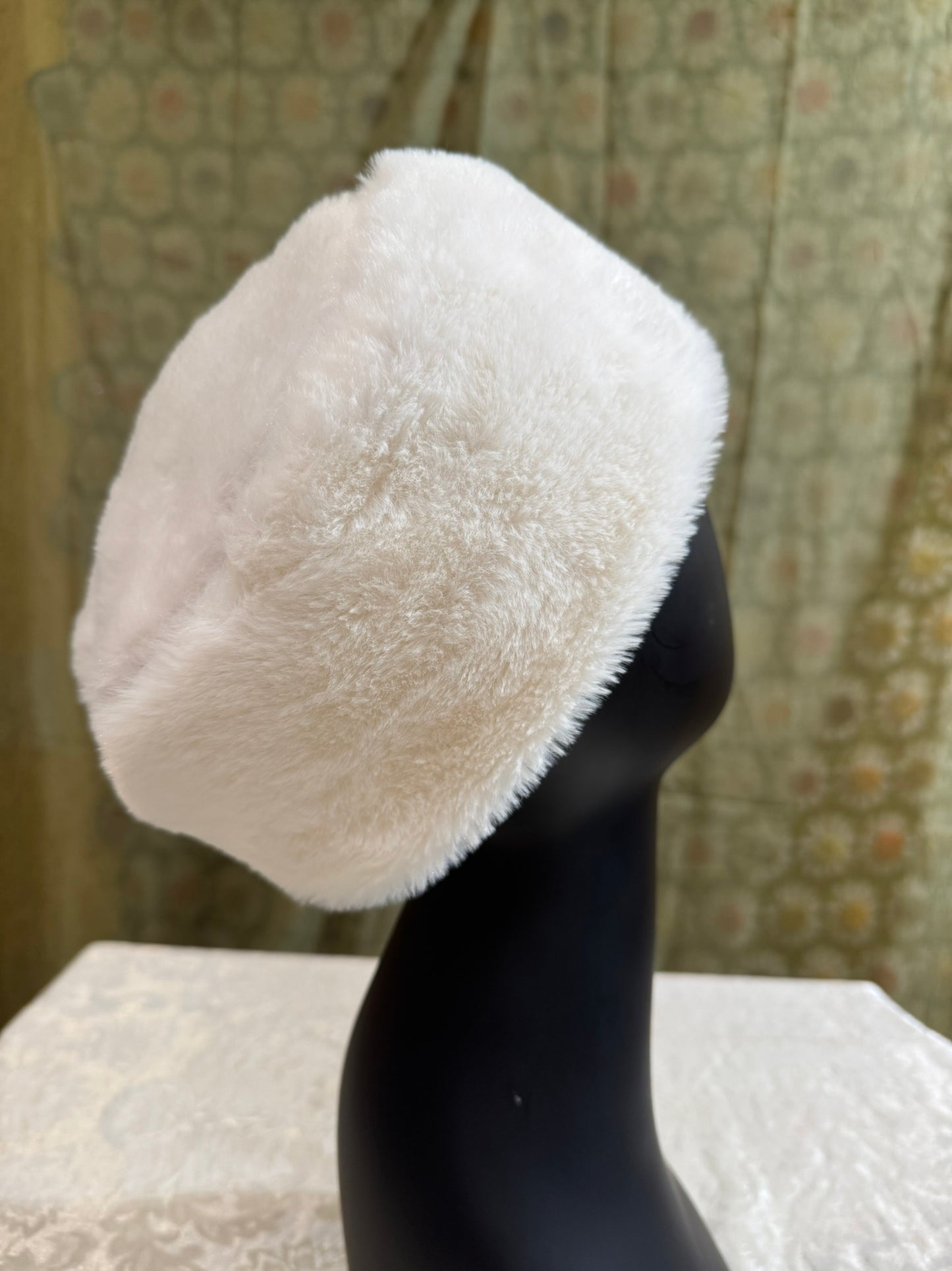 Soft White Upcycled Faux Fur Hat
