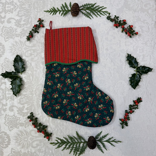 Holiday Stocking - Bells & Holly