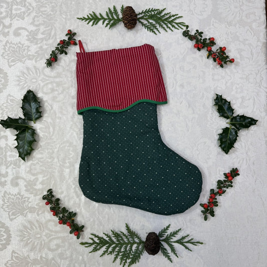 Holiday Stocking - Hearts & Dainty Dot Stripes