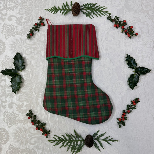 Holiday Stocking - Sparkle Plaid & Stripes
