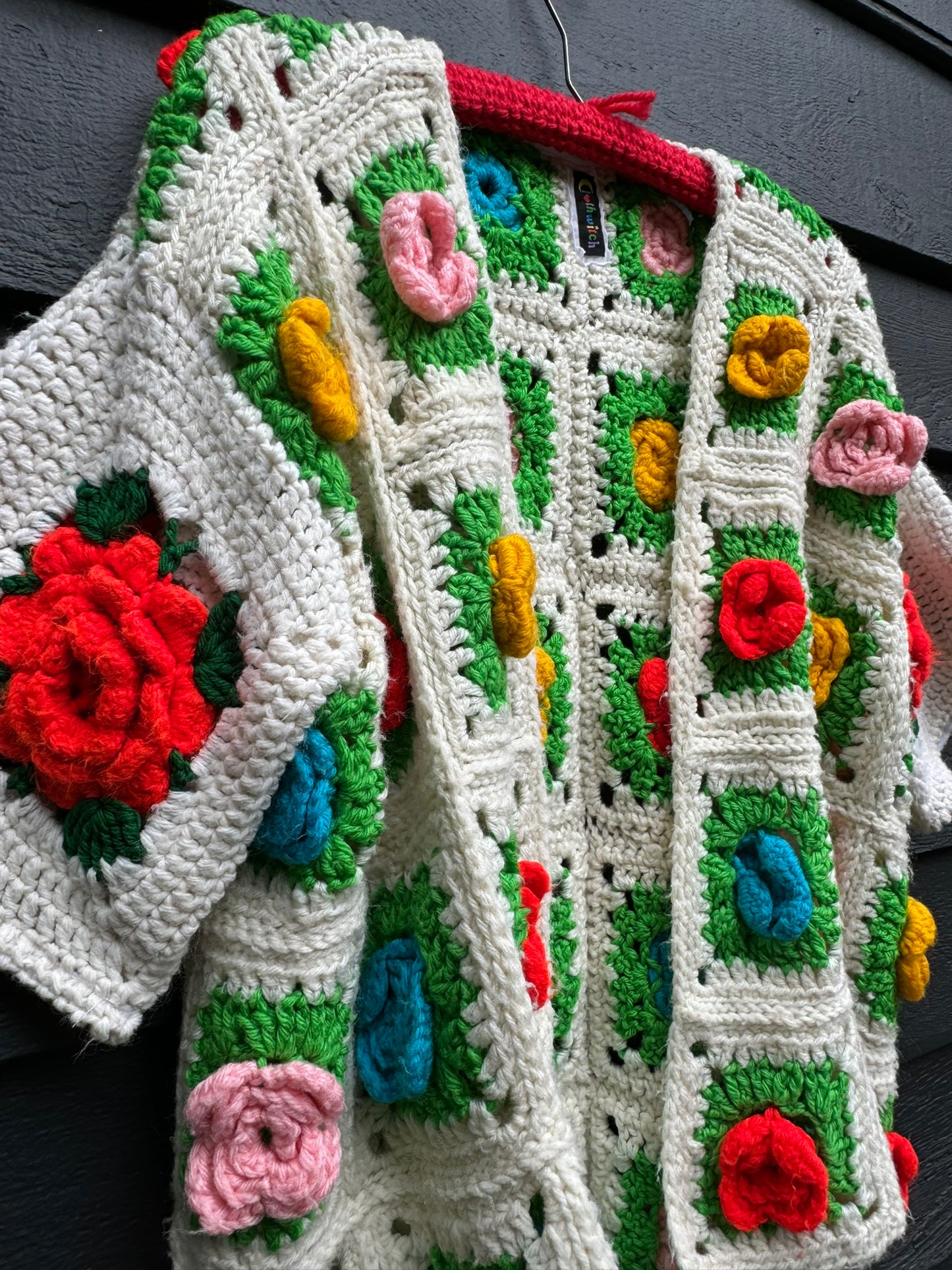 Rose Garden Upcycled Vintage Blanket Short Sleeve Cardigan