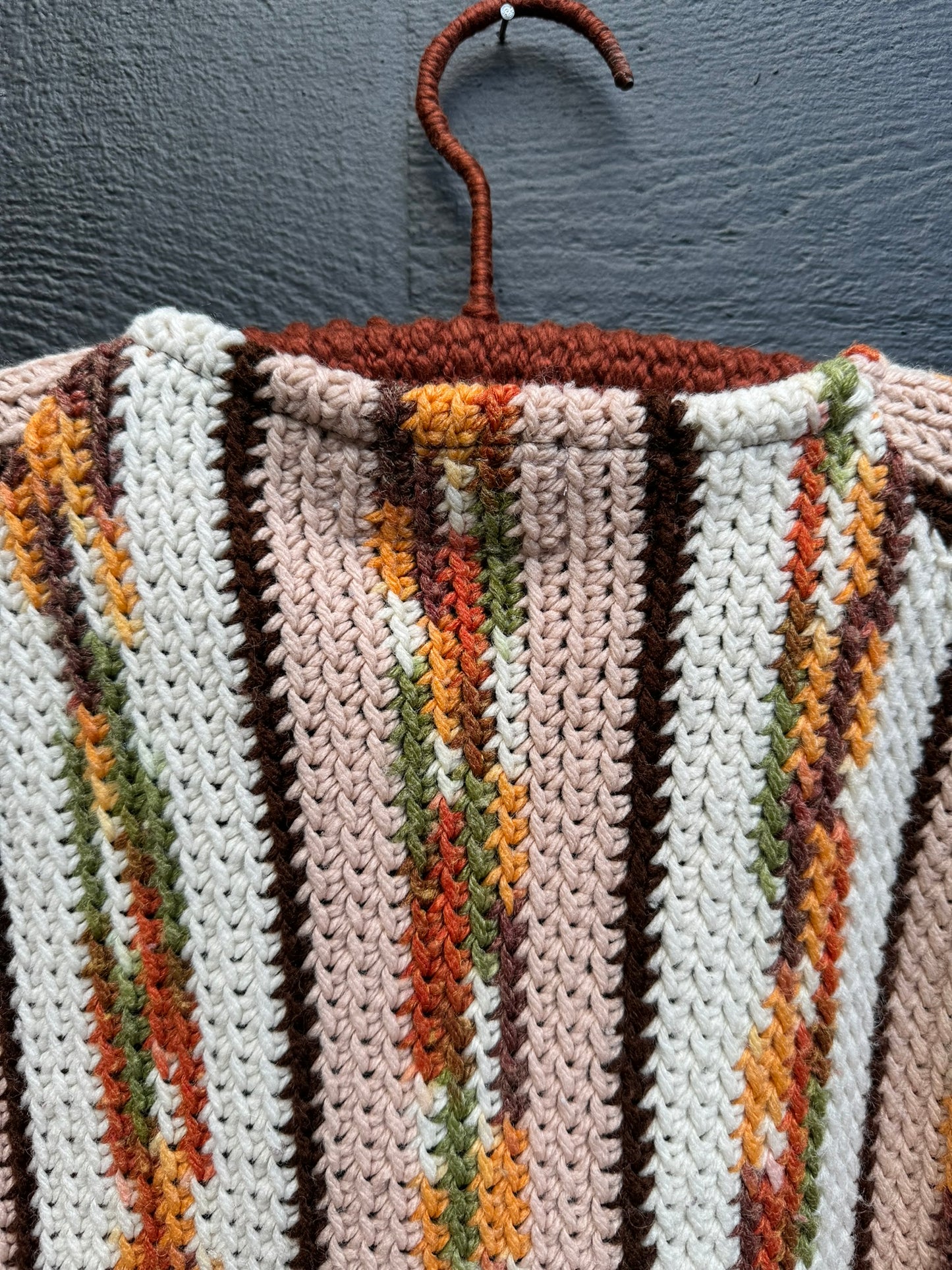 Brown & Beige Stripe Upcycled Vintage Blanket Cardigan