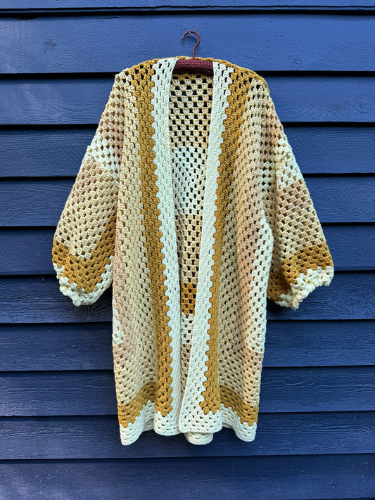 Cream & Gold Upcycled Vintage Blanket Cardigan