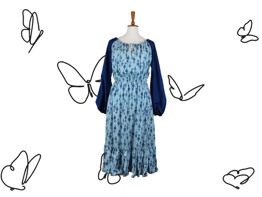 Blue Antique Keys Harvest Dress