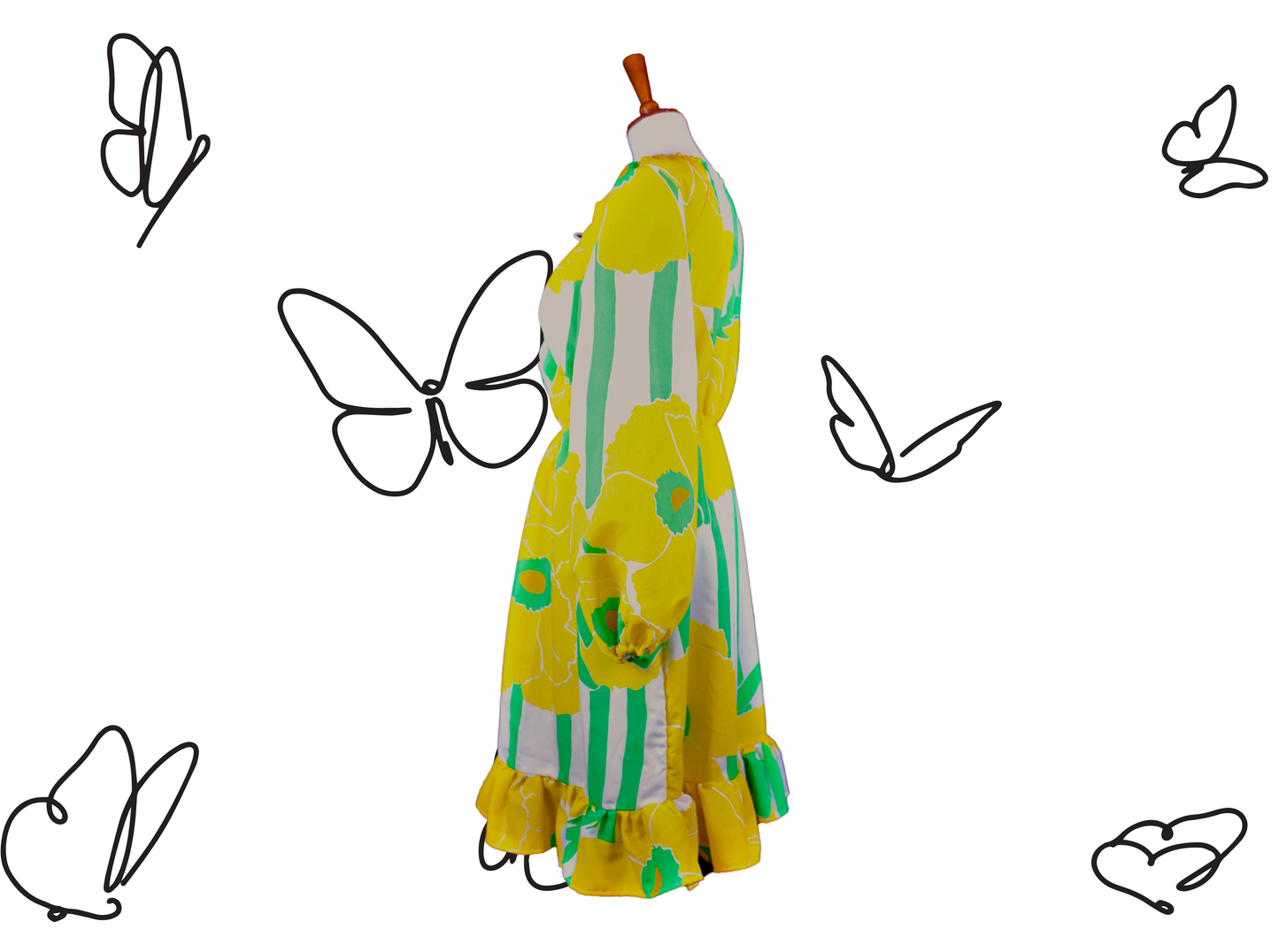 Yellow Poppy Upcycled Bedsheet Harvest Dress