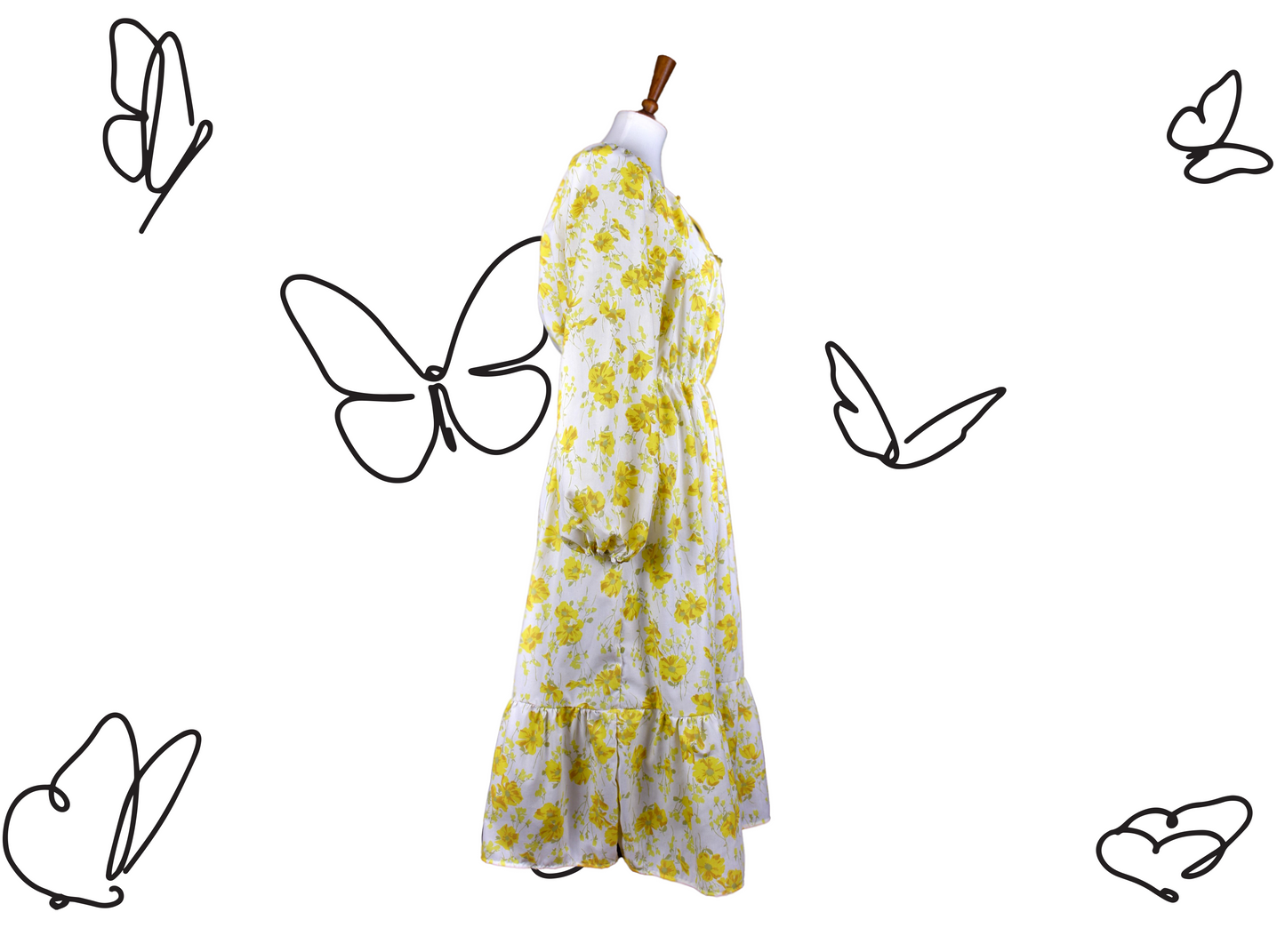Yellow Floral Vintage Bedsheet Harvest Dress
